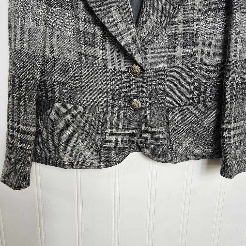 Nina Ricci Wool Tweed Blazer 42 Gray Patchwork Double Button France - Picture 4 of 13